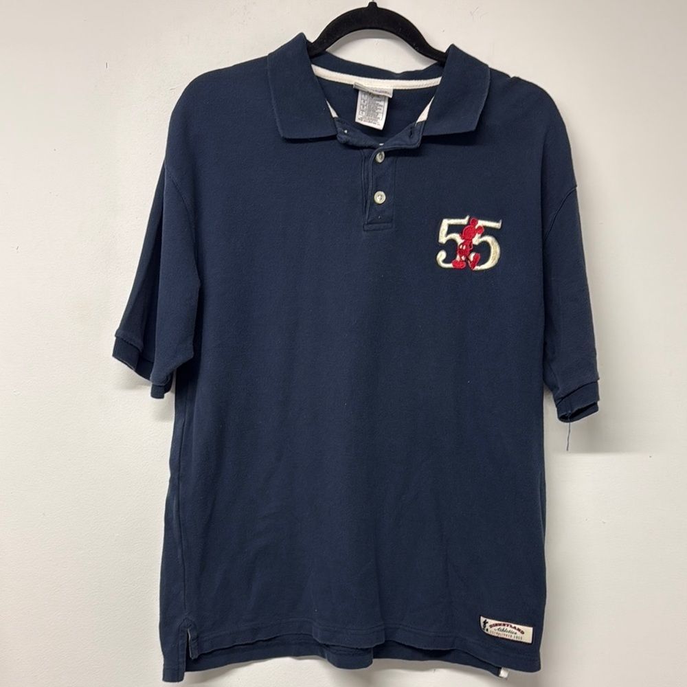 Vintage Disneyland Resort Large Navy Blue Polo Shirt with Short Sleeves
